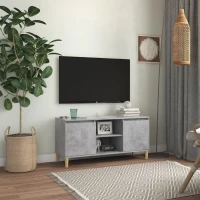 vidaXL Έπιπλο Τηλεόρασης Γκρι Σκυρ. 103,5x35x50εκ & Μασίφ Ξύλινα Πόδια N/A Γκρι