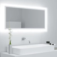 vidaXL Καθρέφτης Μπάνιου με LED Λευκό 100 x 8,5 x 37 εκ. Μοριοσανίδα N/A Λευκό