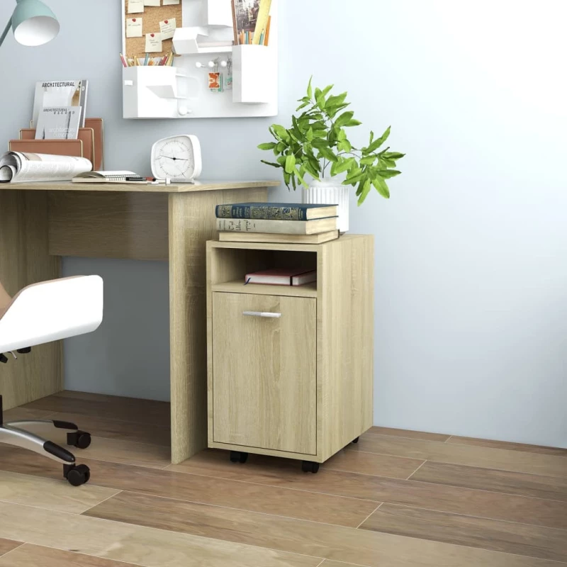 vidaXL Βοηθητ. Ντουλάπι με Τροχούς Sonoma Δρύς 33x38x60 εκ Μοριοσανίδα N/A Καφέ