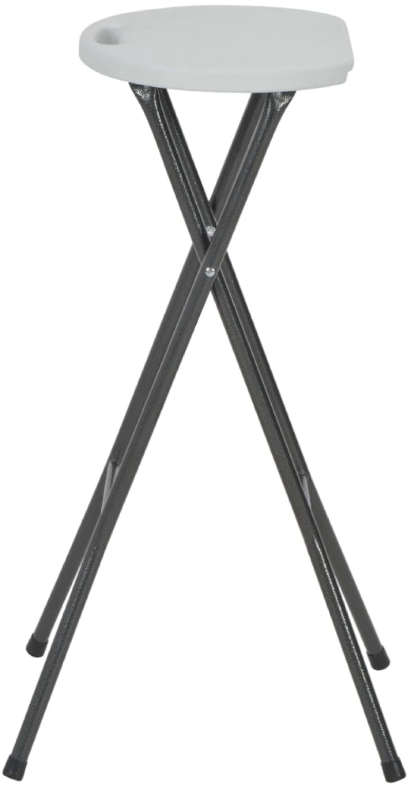 vidaXL Σκαμπό Μπαρ Πτυσσόμενα 2 τεμ. Λευκά από HDPE / Ατσάλι  Λευκό