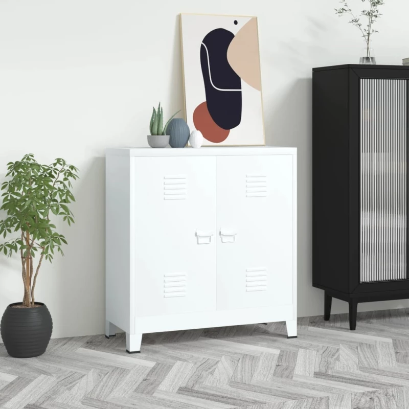 vidaXL Αρχειοθήκη Βιομηχανική Λευκή 90 x 40 x 100 εκ. από Ατσάλι N/A Λευκό