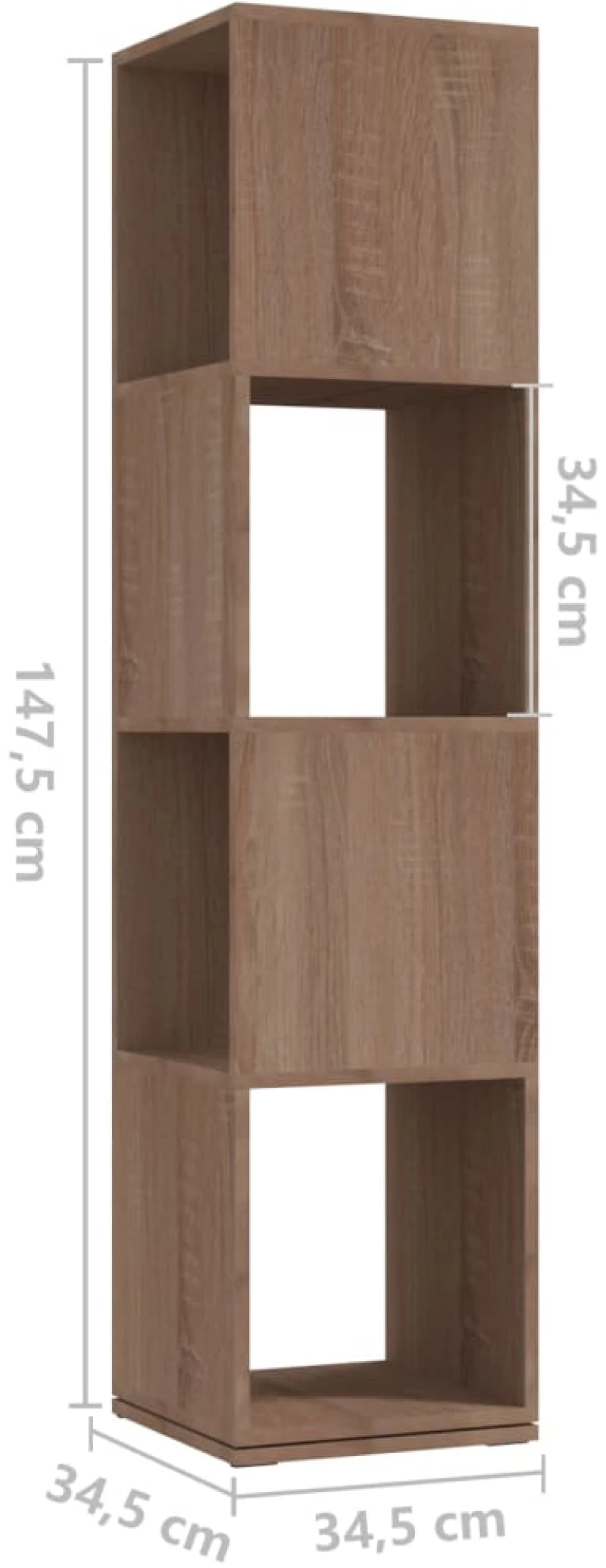 vidaXL Ντουλάπι Περιστρ. Sonoma Δρυς 34,5x34,5x147,5 εκ. Μοριοσανίδα N/A Καφέ