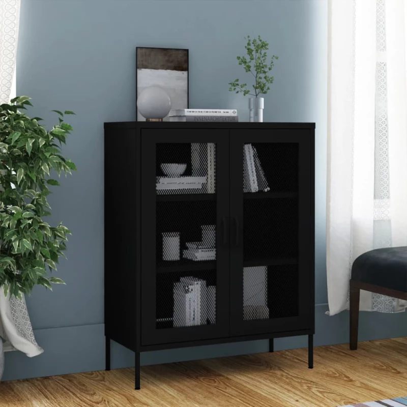 vidaXL Ντουλάπι Αποθήκευσης Μαύρο 80 x 35 x 101,5 εκ. Ατσάλινο N/A Μαύρο
