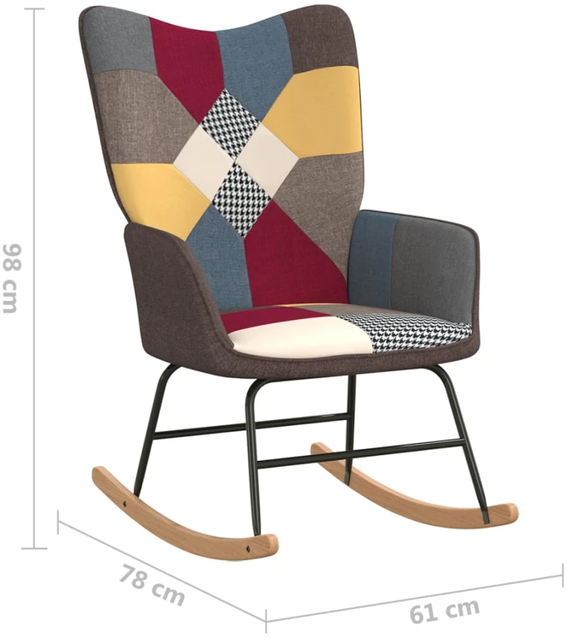 vidaXL Πολυθρόνα Κουνιστή Σχέδιο Patchwork Υφασμάτινη  Πολύχρωμο