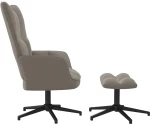 vidaXL Πολυθρόνα Relax Ανοιχτό Γκρι Βελούδινη με Σκαμπό  Γκρι