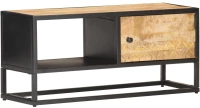 vidaXL Έπιπλο TV με Σκαλιστή Πόρτα 90x30x40 εκ. Ακατέργ. Ξύλο Μάνγκο 90 x 30 x 40 cm Καφέ