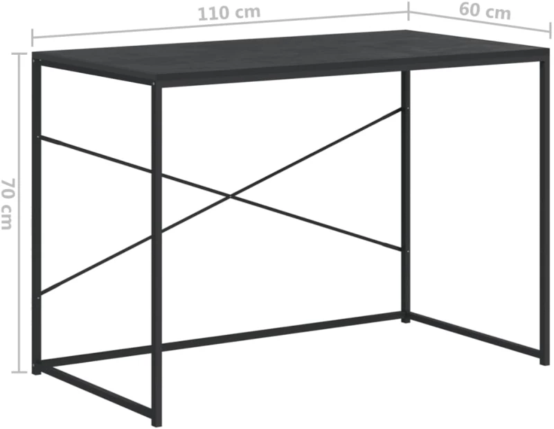 vidaXL Γραφείο Υπολογιστή Μαύρο 110 x 60 x 70 εκ. από Μοριοσανίδα N/A Μαύρο