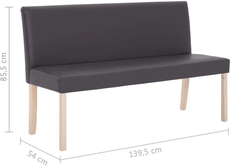 vidaXL Παγκάκι Γκρι 139,5 εκ. από Συνθετικό Δέρμα N/A Γκρι