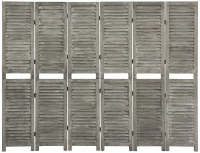 vidaXL Διαχωριστικό Δωματίου με 6 Πάνελ Γκρι 214 x 166 εκ. Μασίφ Ξύλο 214 x 166 cm Γκρι