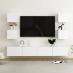 vidaXL Έπιπλα Τηλεόρασης Σετ 6 Τεμαχίων Λευκό από Μοριοσανίδα 100 x 30 x 30 cm Λευκό