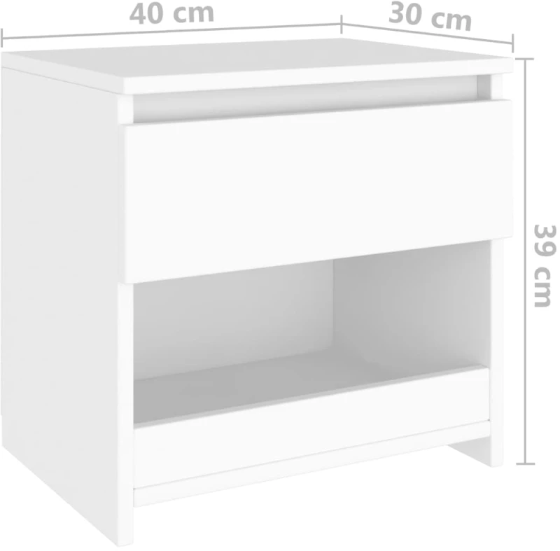 vidaXL Κομοδίνο Λευκό 40 x 30 x 39 εκ. από Μοριοσανίδα N/A Λευκό