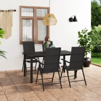 vidaXL Σετ Τραπεζαρίας Κήπου 5 Τεμαχίων Μαύρο Μήκος τραπεζιού 150 εκ. Μαύρο