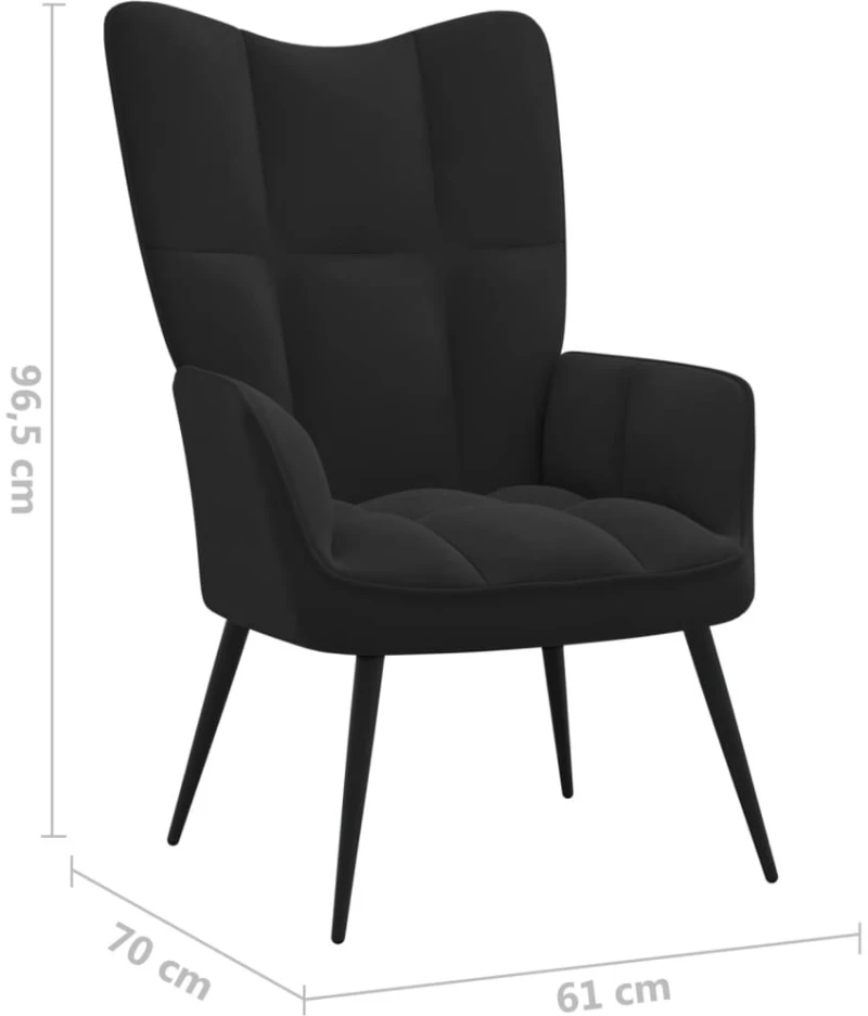 vidaXL Πολυθρόνα Relax Μαύρη Βελούδινη  Μαύρο