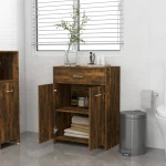 vidaXL Ντουλάπι Μπάνιου Καπνιστή Δρυς 60x33x80 εκ. Επεξεργασμένο Ξύλο N/A Καφέ