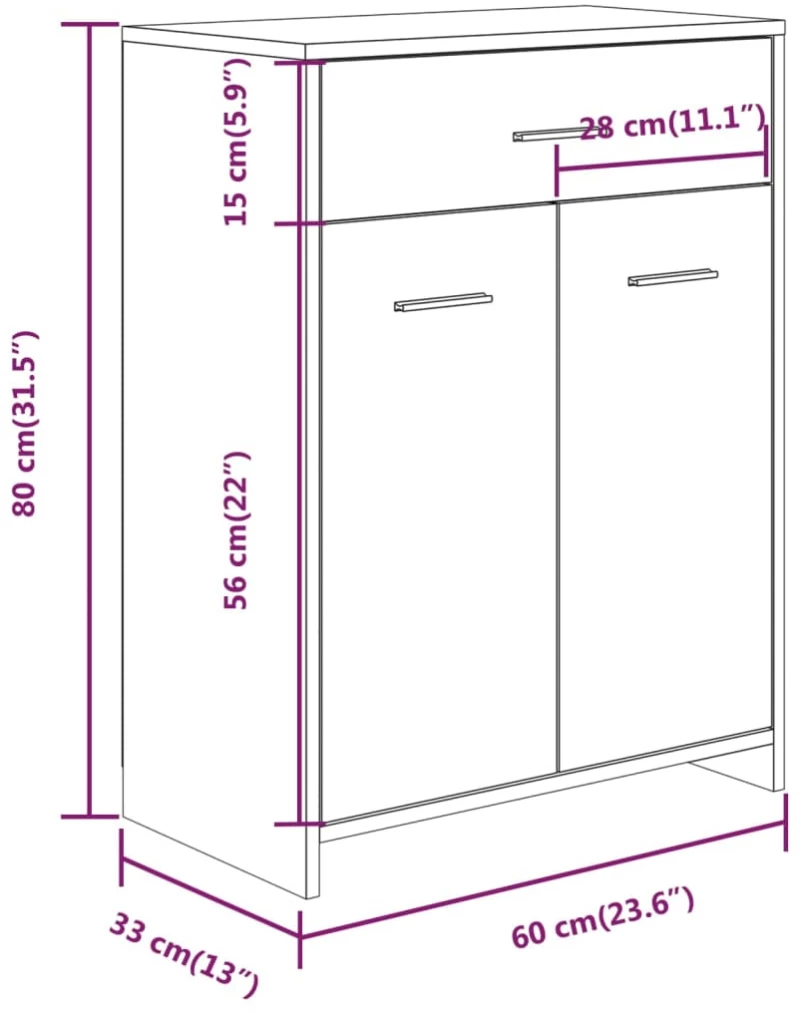 vidaXL Ντουλάπι Μπάνιου Καπνιστή Δρυς 60x33x80 εκ. Επεξεργασμένο Ξύλο N/A Καφέ