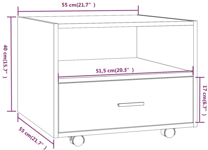 vidaXL Τραπεζάκι Σαλονιού Λευκό 55 x 55 x 40 εκ. από Επεξεργ. Ξύλο N/A Λευκό