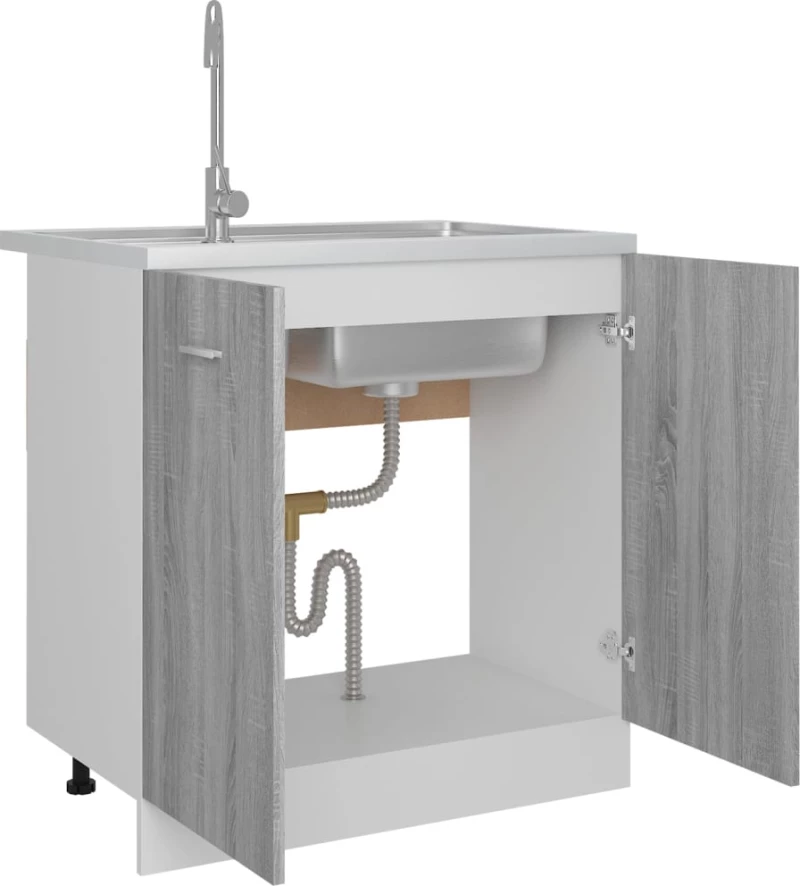 vidaXL Ντουλάπι Νιπτήρα Γκρι Sonoma 80x46x81,5 εκ. Επεξεργασμένο Ξύλο  Γκρι