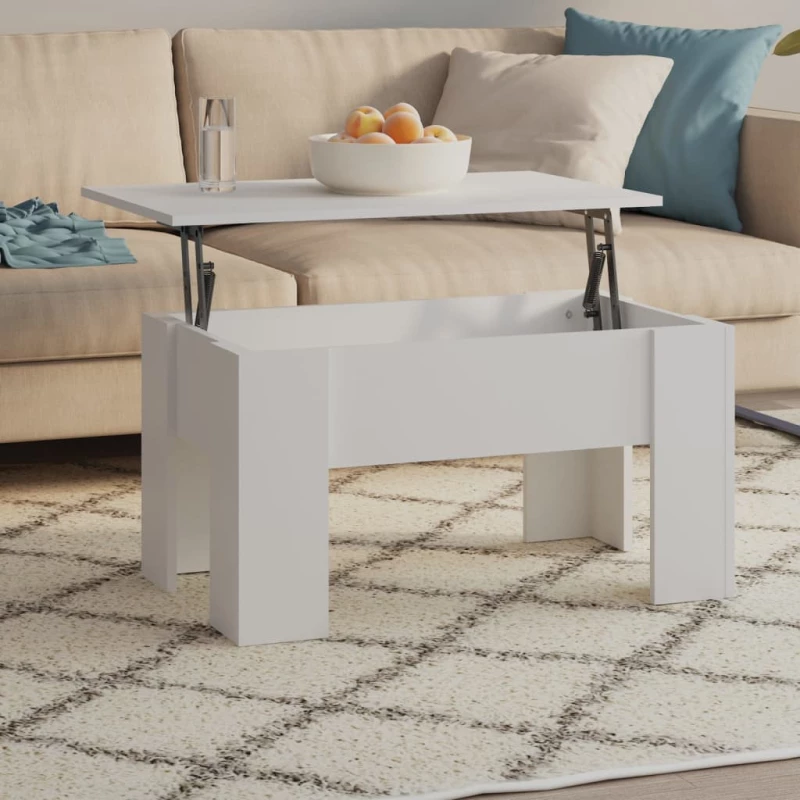 vidaXL Τραπεζάκι Σαλονιού Λευκό 79 x 49 x 41 εκ. Επεξεργασμένο Ξύλο N/A Λευκό