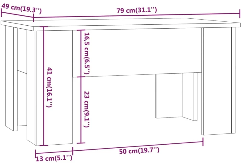 vidaXL Τραπεζάκι Σαλονιού Λευκό 79 x 49 x 41 εκ. Επεξεργασμένο Ξύλο N/A Λευκό