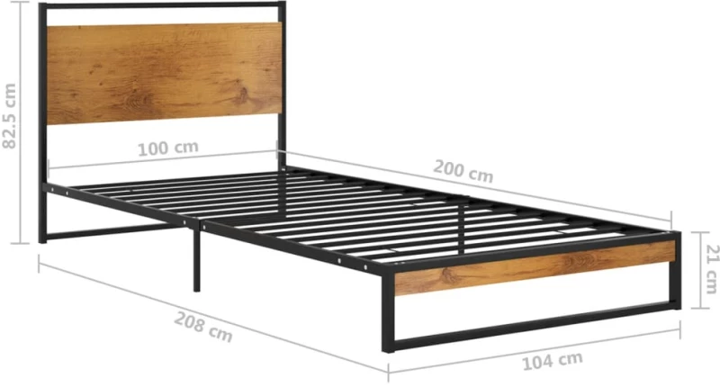 vidaXL Πλαίσιο Κρεβατιού 100 x 200 εκ. Μεταλλικό 100 x 200 cm Μαύρο