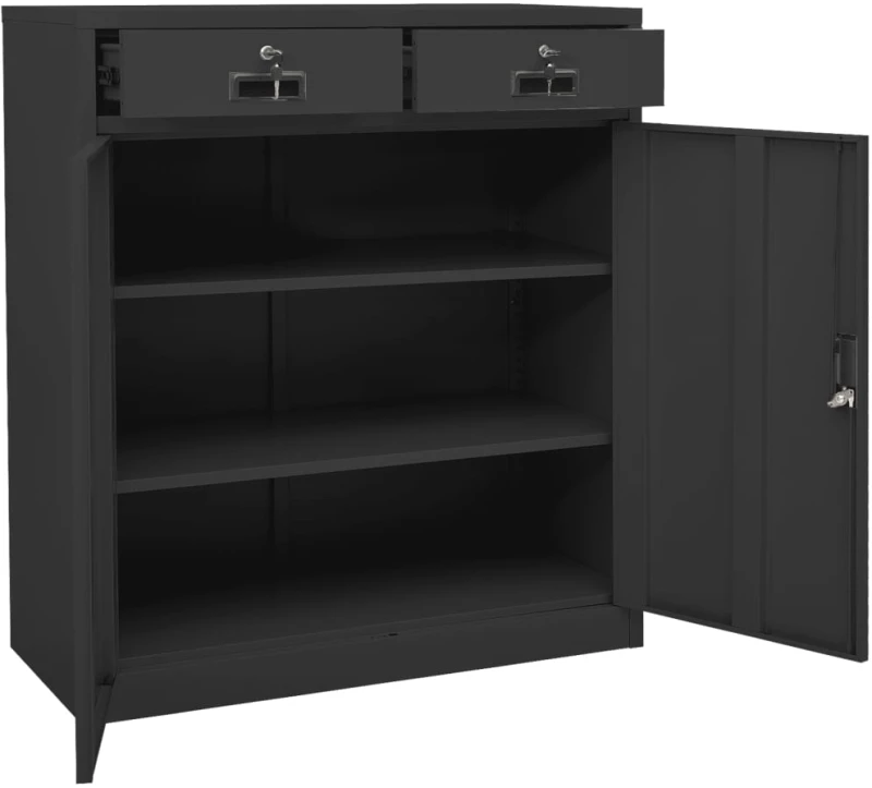 vidaXL Ντουλάπα Γραφείου Ανθρακί 90 x 40 x 102 εκ. Ατσάλινη N/A Ανθρακί