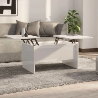 vidaXL Τραπεζάκι Σαλονιού Γυαλ. Λευκό 80x50x42,5 εκ. Επεξεργ. Ξύλο N/A Λευκό