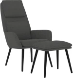 vidaXL Πολυθρόνα Relax Σκούρο Γκρι Υφασμάτινη με Σκαμπό  Γκρι