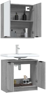 vidaXL Σετ Επίπλων Μπάνιου 2 Τεμαχίων Γκρι Sonoma Επεξεργασμένο Ξύλο N/A Γκρι