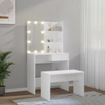 vidaXL Μπουντουάρ Σετ με LED Λευκό από Επεξεργασμένο Ξύλο 74.5 x 40 x 141 cm Λευκό