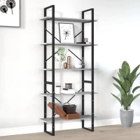 vidaXL Βιβλιοθήκη με 5 Ράφια Γκρι Sonoma 80x30x175 εκ. Επεξεργ. Ξύλο 80 x 30 x 175 cm Γκρι