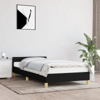 vidaXL Πλαίσιο Κρεβατιού με Κεφαλάρι Μαύρο 90x190 εκ Υφασμάτινο 90 x 190 cm Μαύρο