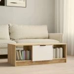 vidaXL Τραπεζάκι Σαλονιού Λευκό & Sonoma Δρυς 102x50x36 εκ. Επεξ. Ξύλο N/A Μπεζ