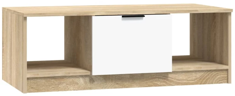 vidaXL Τραπεζάκι Σαλονιού Λευκό & Sonoma Δρυς 102x50x36 εκ. Επεξ. Ξύλο N/A Μπεζ