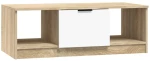 vidaXL Τραπεζάκι Σαλονιού Λευκό & Sonoma Δρυς 102x50x36 εκ. Επεξ. Ξύλο N/A Μπεζ