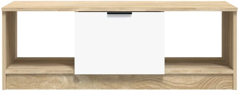 vidaXL Τραπεζάκι Σαλονιού Λευκό & Sonoma Δρυς 102x50x36 εκ. Επεξ. Ξύλο N/A Μπεζ