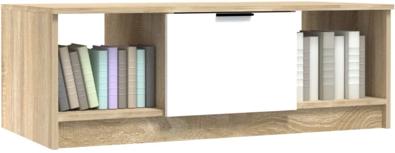vidaXL Τραπεζάκι Σαλονιού Λευκό & Sonoma Δρυς 102x50x36 εκ. Επεξ. Ξύλο N/A Μπεζ