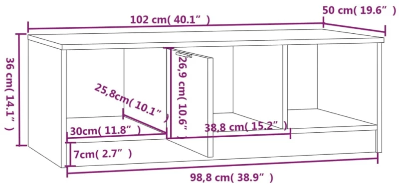 vidaXL Τραπεζάκι Σαλονιού Λευκό & Sonoma Δρυς 102x50x36 εκ. Επεξ. Ξύλο N/A Μπεζ