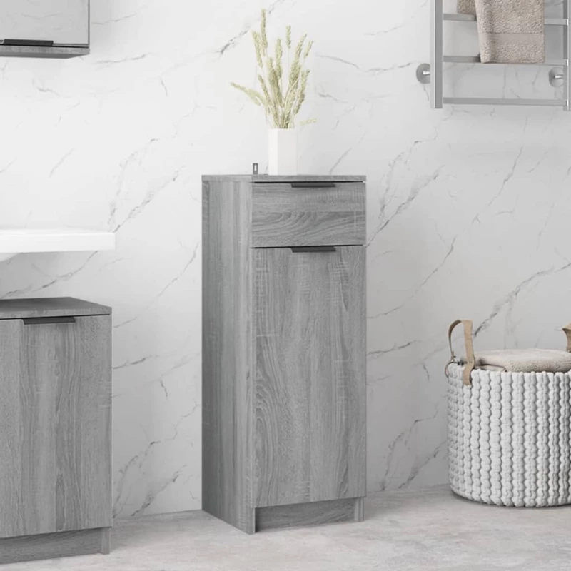vidaXL Ντουλάπι Μπάνιου Γκρι Sonoma 32x34x90 εκ. Επεξεργασμένο Ξύλο N/A Γκρι