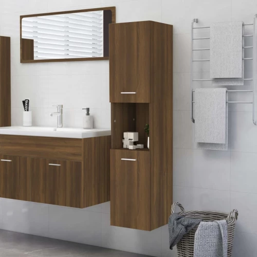 vidaXL Ντουλάπι Μπάνιου Καφέ Δρυς 30x30x130 εκ. Επεξεργασμένο Ξύλο N/A Καφέ