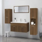 vidaXL Ντουλάπι Μπάνιου Καφέ Δρυς 30x30x130 εκ. Επεξεργασμένο Ξύλο N/A Καφέ