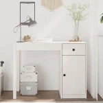 vidaXL Γραφείο Λευκό 100 x 50 x 75 εκ. από Μασίφ Ξύλο Πεύκου N/A Λευκό