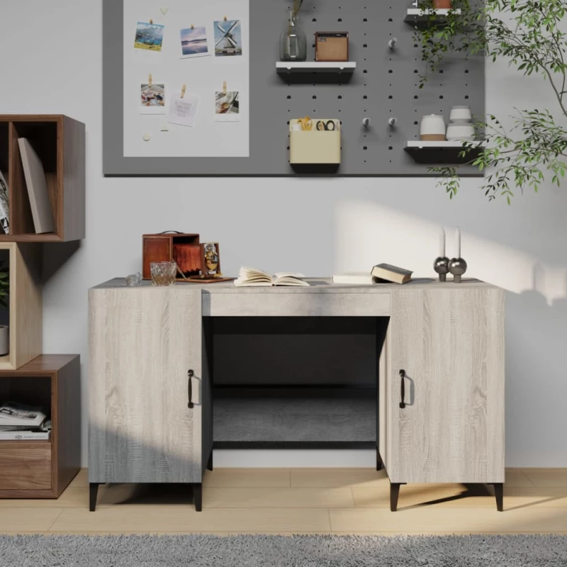 vidaXL Γραφείο Γκρι Sonoma 140x50x75 εκ. από Επεξεργασμένο Ξύλο N/A Γκρι