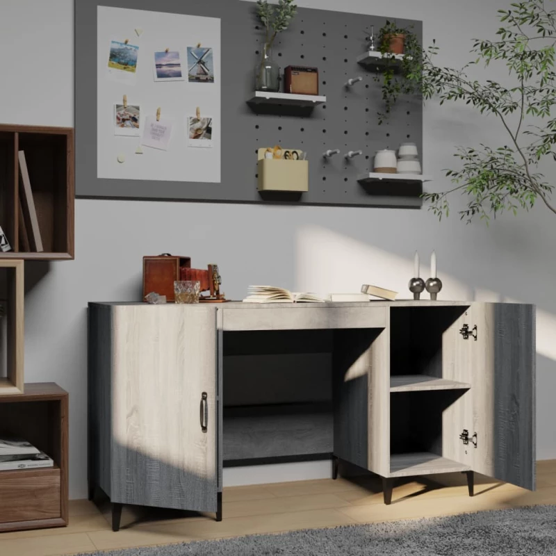 vidaXL Γραφείο Γκρι Sonoma 140x50x75 εκ. από Επεξεργασμένο Ξύλο N/A Γκρι