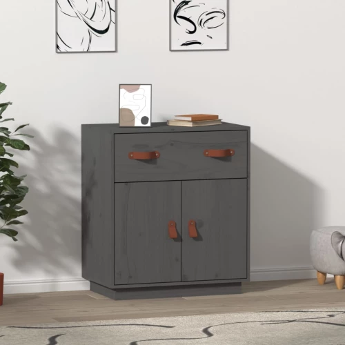 vidaXL Μπουφές Γκρι 65,5x40x75 εκ. από Μασίφ Ξύλο Πεύκου N/A Γκρι