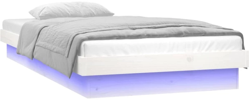 vidaXL Πλαίσιο Κρεβατιού LED Λευκό 75x190 εκ. Ξύλο 2FT6 Small Single 75 x 190 cm Λευκό