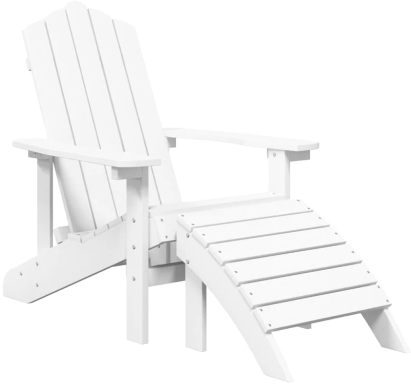 vidaXL Καρέκλα Κήπου Adirondack με Υποπόδιο Λευκή από HDPE N/A Λευκό