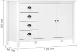 vidaXL Μπουφές Hill Range Λευκός 130x40x80 εκ. από Μασίφ Ξύλο Πεύκου N/A Λευκό