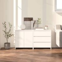 vidaXL Μπουφές 2 τεμαχίων Λευκό Επεξεργασμένο Ξύλο N/A Λευκό