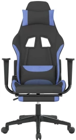 vidaXL Καρέκλα Gaming Μαύρη/Μπλε Ύφασμα με Υποπόδιο  Μαύρο