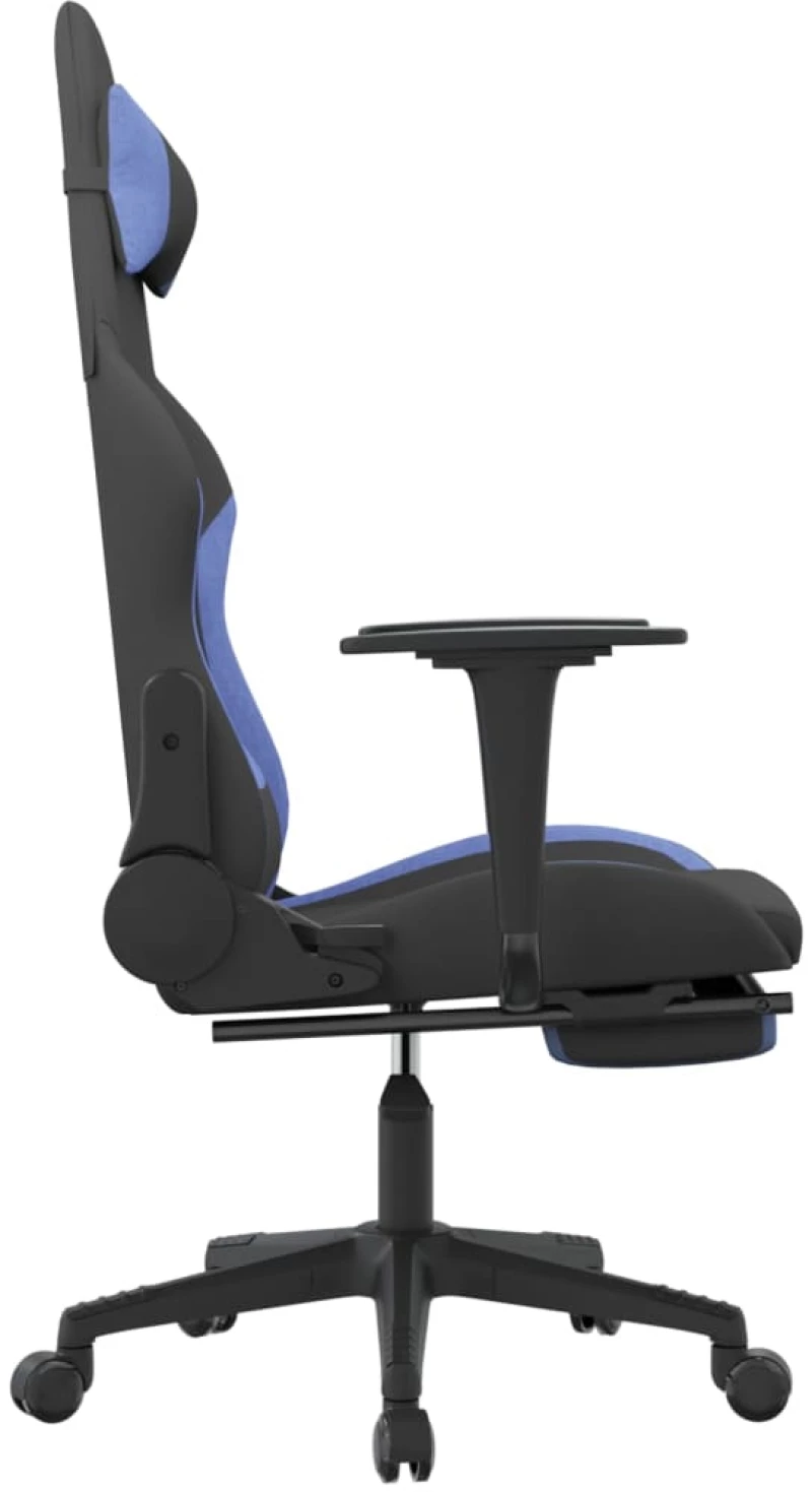 vidaXL Καρέκλα Gaming Μαύρη/Μπλε Ύφασμα με Υποπόδιο  Μαύρο